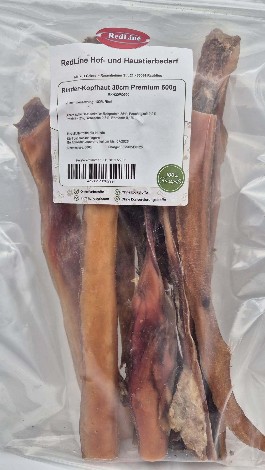 RedLine Rinder-Kopfhaut 30cm Premium 500g