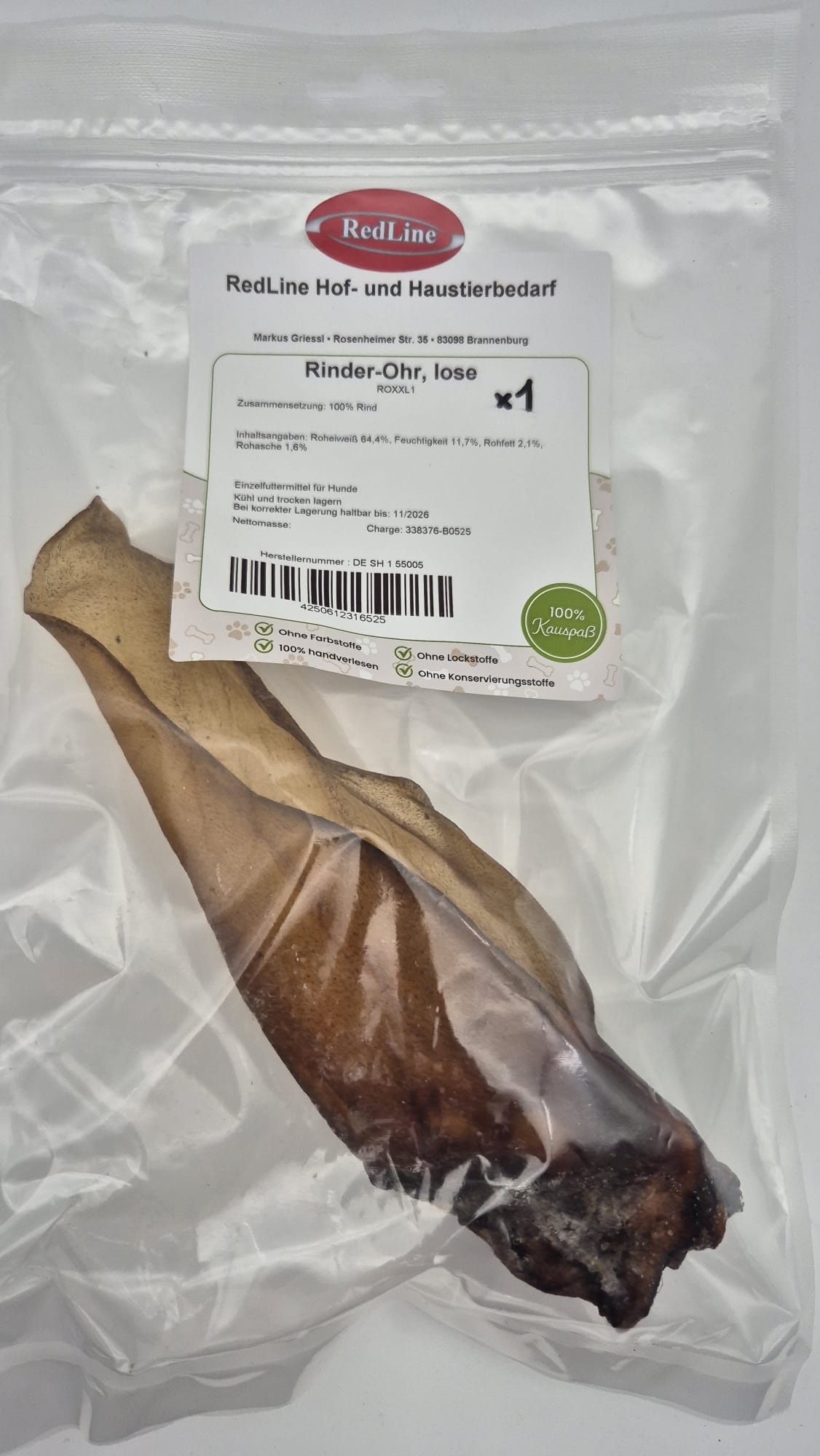 Rinder-Ohr ohne Fell